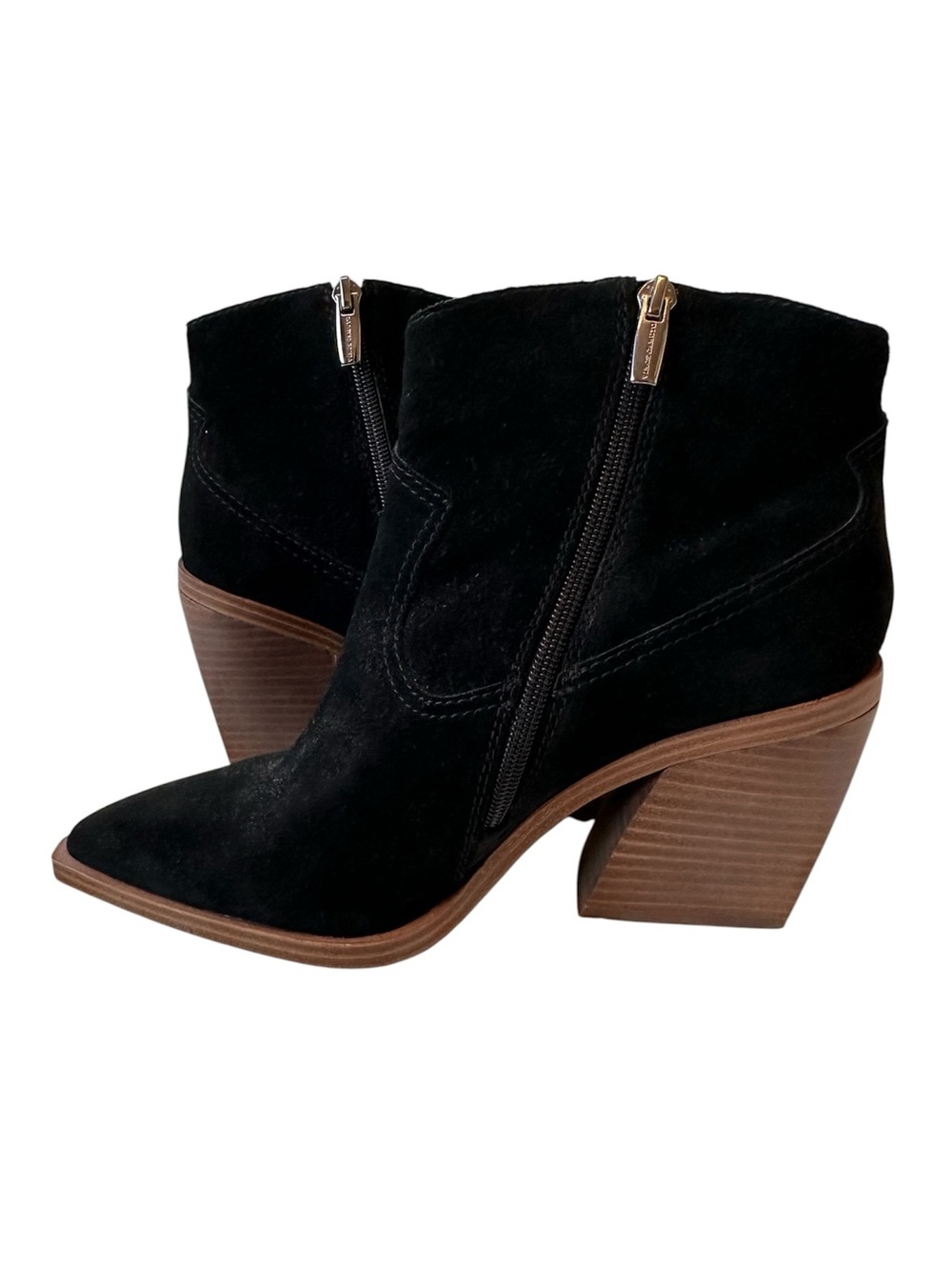 Vince Camuto Gredile Ankle Boots Booties Pointed Toe Black Suede Heel Women’s 9M